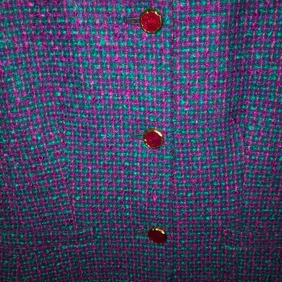 Pendleton Vintage Wool Boucle Blazer Tweed Jacket Purple Blue Button Front - Picture 4 of 7